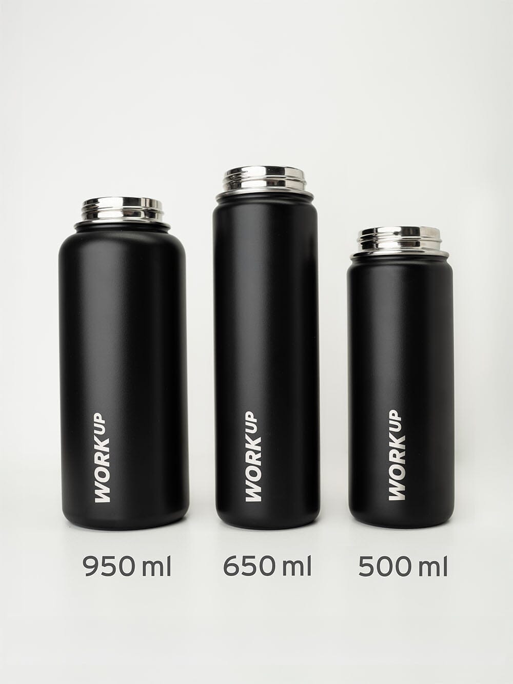 Drikkeflaske i tre størrelser 950 ml, 650 ml og 500 ml.